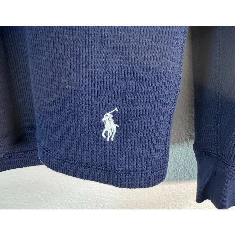 Polo Ralph Lauren Men's Navy Logo Waffle Thermal Sleepwear Henley T-Shirt